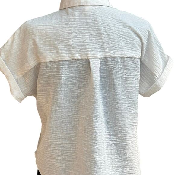 Monteau Los Angeles Sz Med Womens White Linen with Pearl Buttons Shirt - Picture 2 of 7